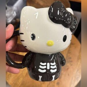Hello Kitty Halloween Skeleton Mug Black Kawaii Goth Big Full Body Mug